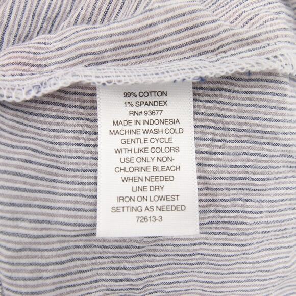 ANA Blouse White Gray Striped Ruffle Detail Long Sleeve Round Neck Cotton 0X - Picture 7 of 8